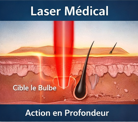 laser médical cible bulbe pileux